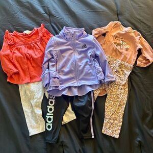 Adidas Kids' Set with Lavender Jacket and Black Leggings